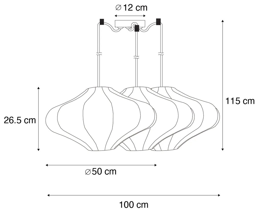Lampada a sospensione Japandi marrone 50cm 3 luci - Plu