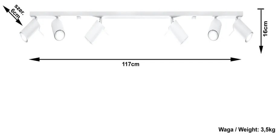 Apparecchio da soffitto bianco 6L Etna - Nice Lamps