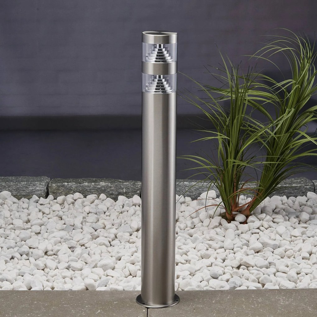 Lindby Lampione a LED Lanea, 60 cm, grigio, acciaio inox, IP44