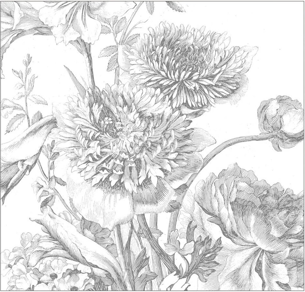Carta da parati in tessuto non tessuto Engraved Flowers