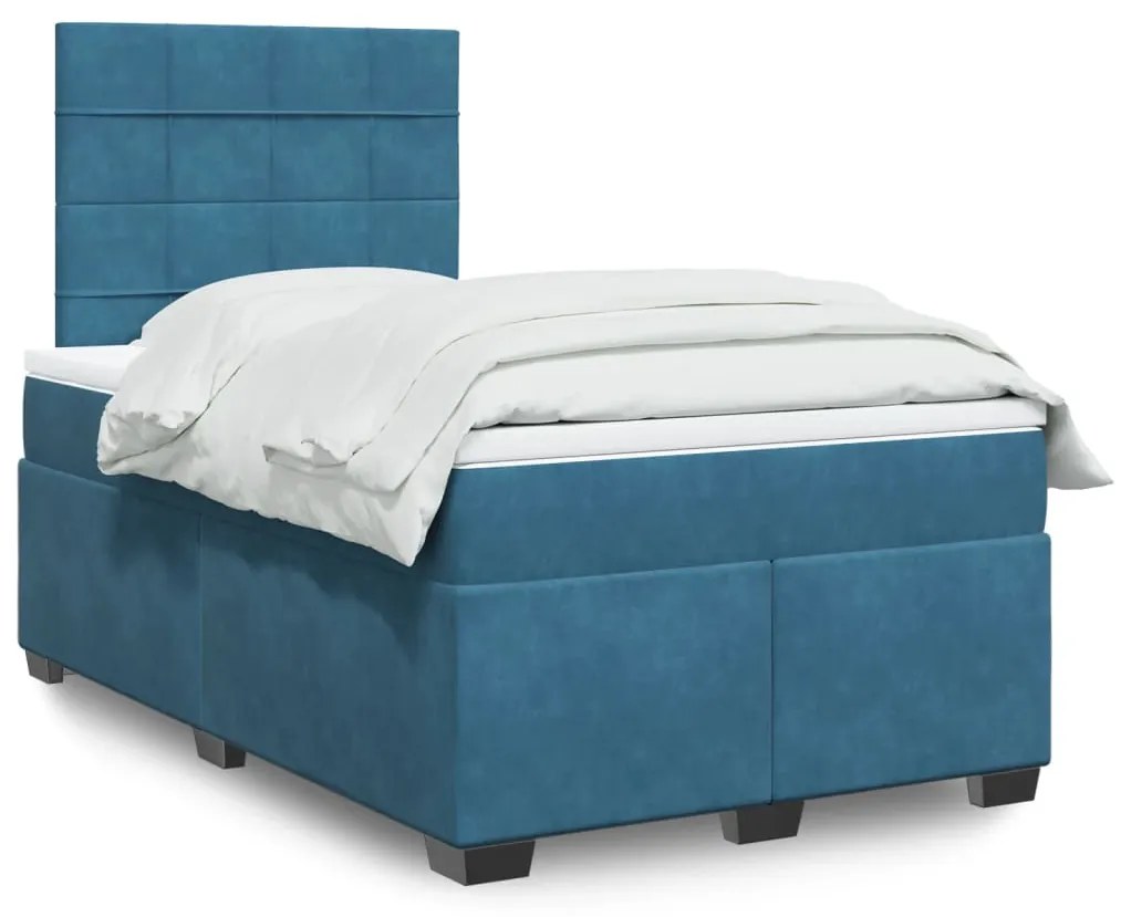 Giroletto A Molle Con Materasso Blu 120x190 Cm İn Velluto /