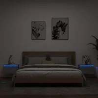 Comodini a Parete con luci LED 2 pz Grigio Sonoma 836837