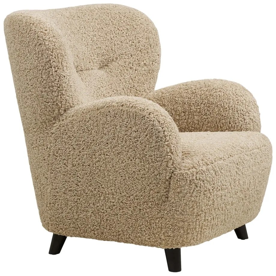 Poltrona marrone chiaro con rivestimento in bouclé Lunaro – House Nordic