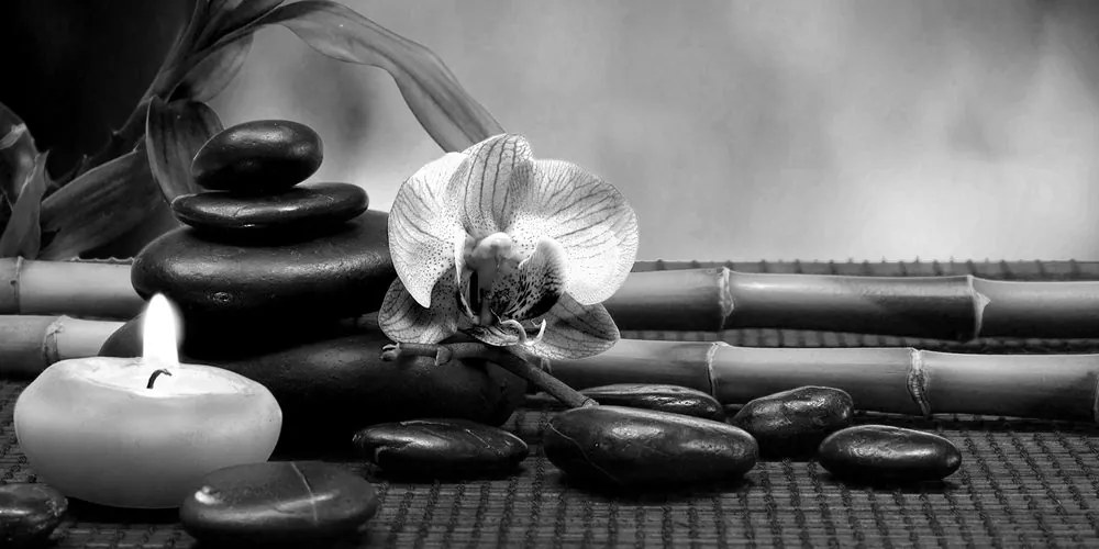 Quadro su tela – Natura morta Feng Shui in bianco e nero