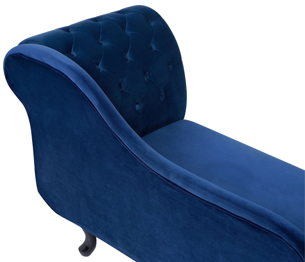 Chaise longue destra in velluto blu NIMES Beliani