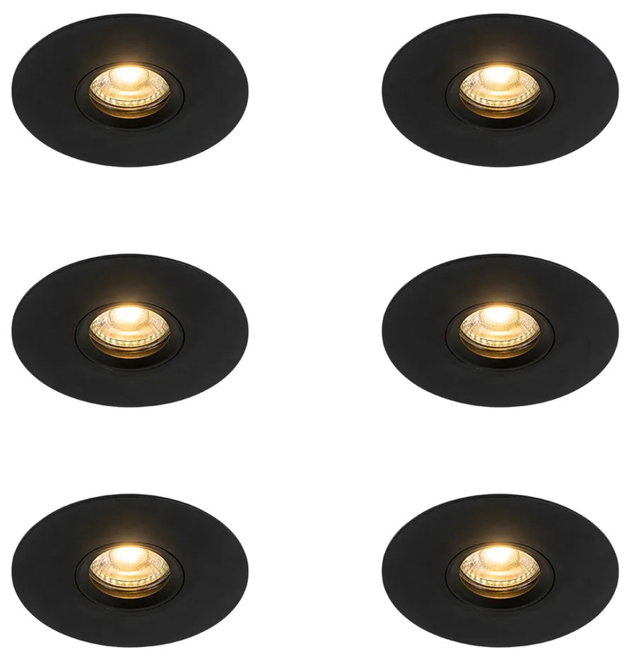 Set di 6 Faretti da Incasso Moderni Neri 12 cm - Buco