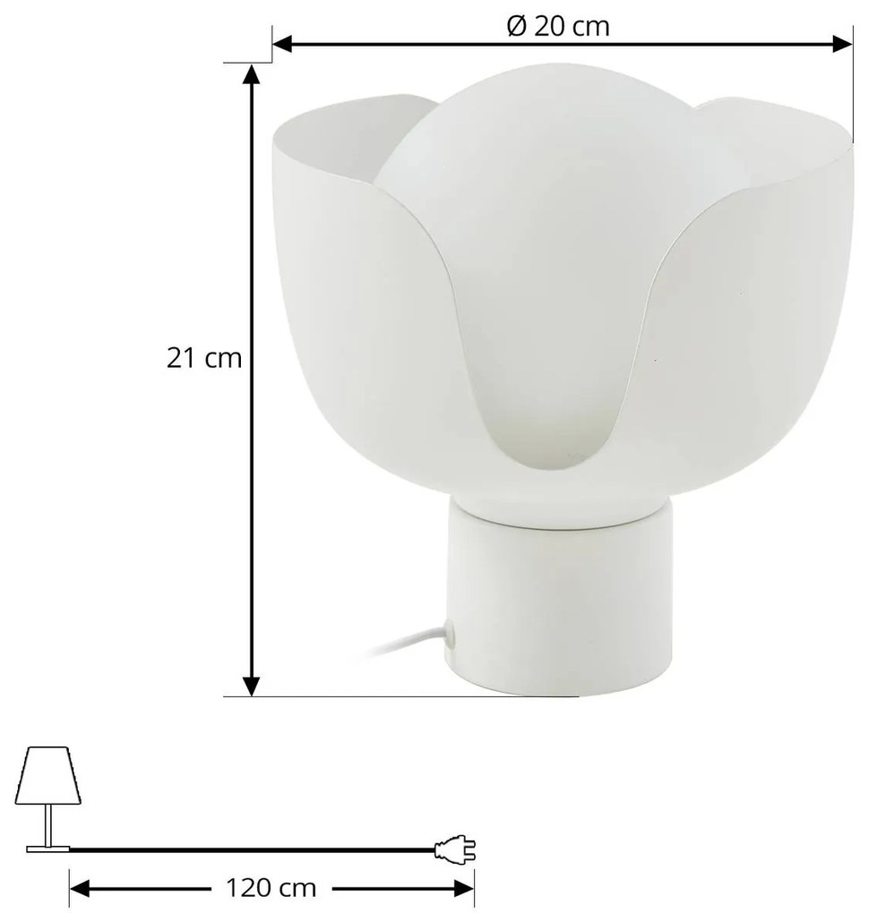 Lampada da tavolo Lindby Fiora, beige, vetro, ferro, Ø 20 cm