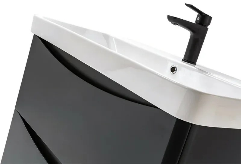 Mobile bagno sospeso 80 cm antracite con specchio a filo Zen
