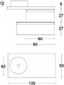 Mobile sospeso bagno top 100 con lavabo tondo e 2 moduli grafite e bianco NINFA2