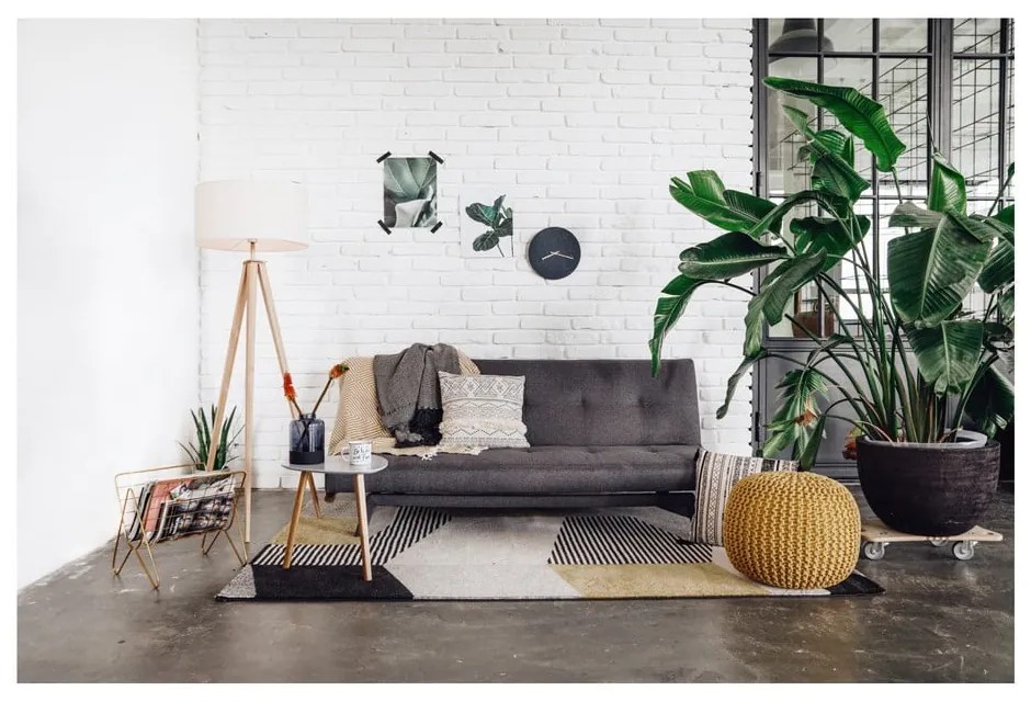 Poggiapiedi giallo con rivestimento in lavorato a maglia Jagger – Bonami Essentials