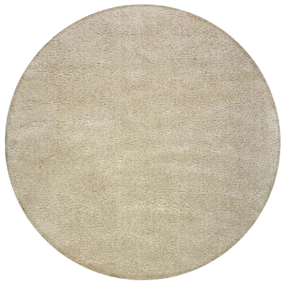 Tappeto rotondo lavabile beige in fibre riciclate 133x133 cm Fluffy - Flair Rugs
