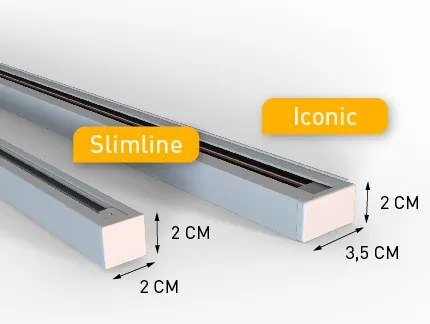 Sistema di illuminazione su binario moderno con 6 faretti e 4 luci a sospensione beige e bianche monofase - Slimline Uzzy Keno