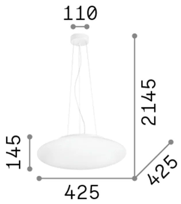 Sospensione Moderna Smarties Vetro Bianco 3 Luci E27 D40Cm