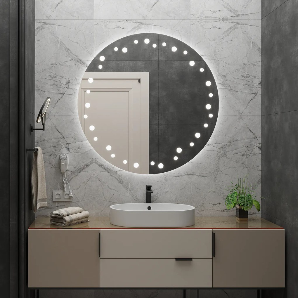Specchio rotondo con illuminazione LED C10