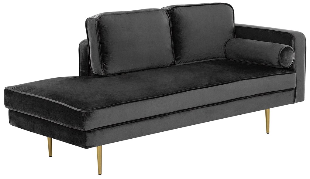 Chaise longue velluto nero destra MIRAMAS Beliani