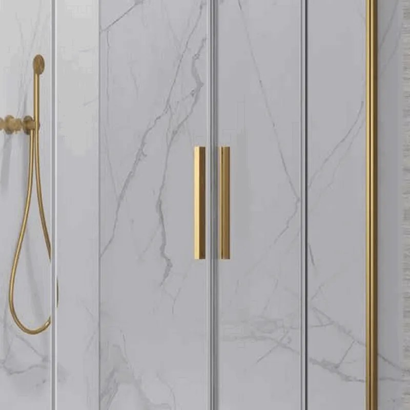 Kamalu - Box doccia 80x100cm angolare porte scorrevoli finitura oro| KLA1000R