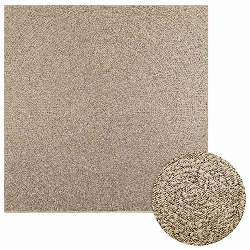 Tappeto Zızur Beige 200x200 Cm Aspetto Iuta Interni Ed Esterni /