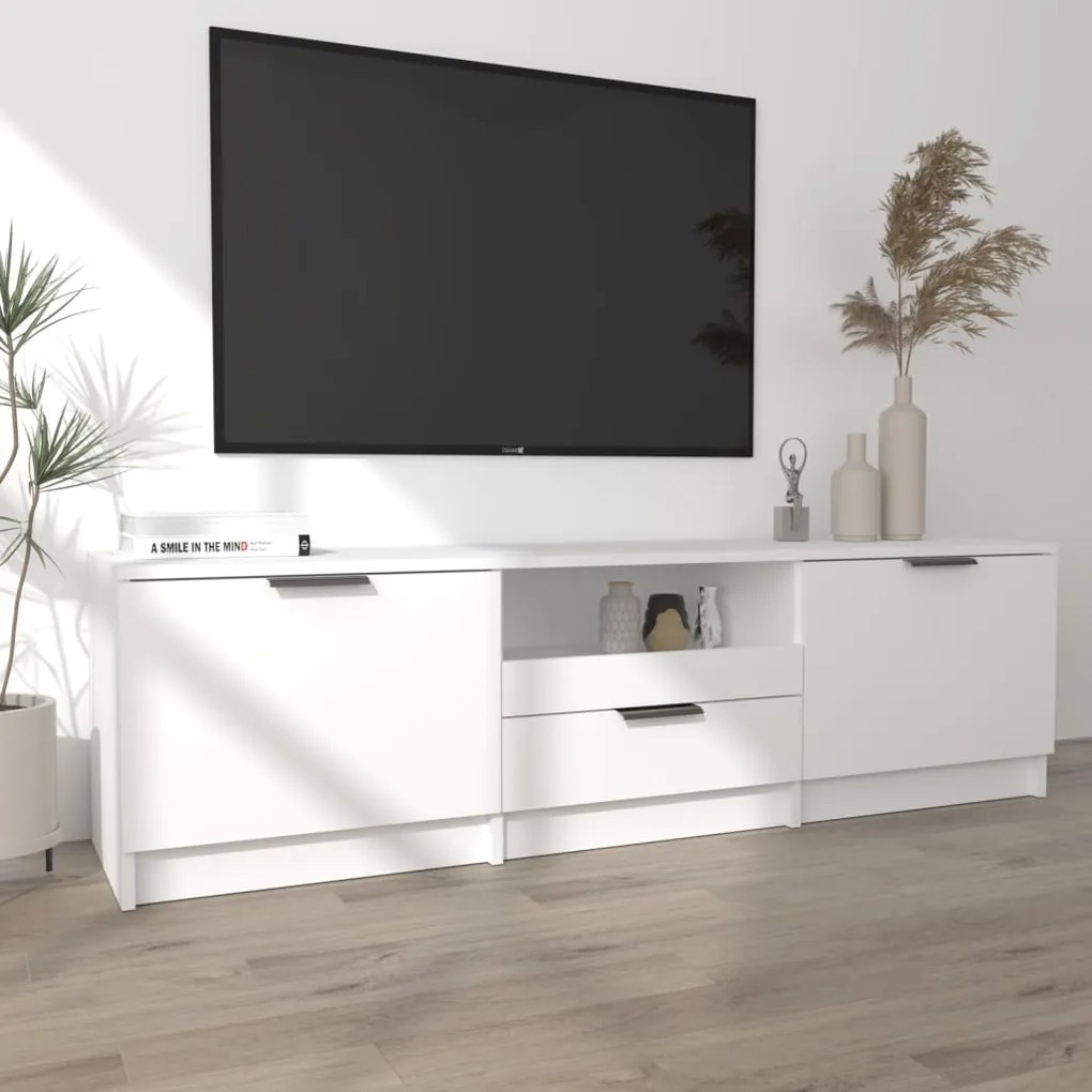 Mobile porta tv bianco 140x35x40 cm in legno multistrato