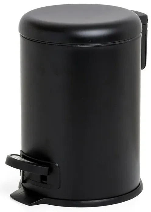 Cestino bagno nero acciaio inox con apertura a pedale e secchio interno removibile