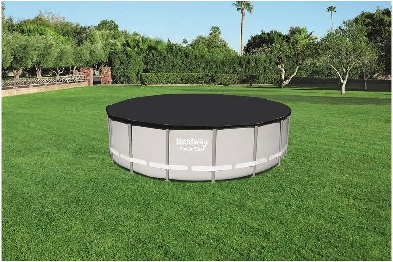 Bestway 58249 top telo di copertura copripiscina per piscina tonda fuori terra con telaio 488 cm in pvc