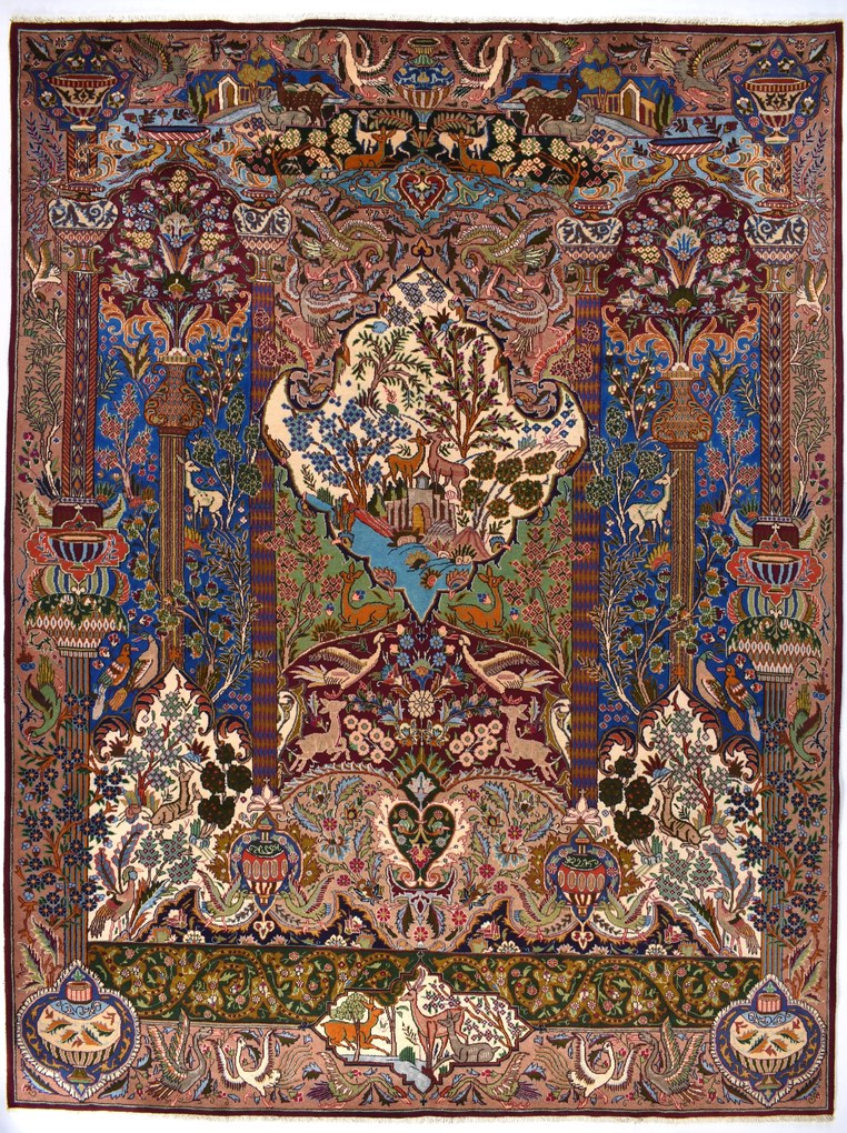 Kashmar Tappeto 390x300 Rosso (Iran) Annodato A Mano