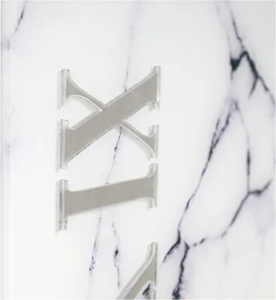 Orologio quadrato 65x65 cm in vetro temperato effetto marmo Bianco e Nero - OMIZ