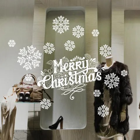 Vetrofania Natalizia White Snowflakes