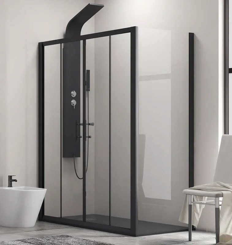 Box doccia 170x90 apertura doppio scorrevole telaio nero KFN6000S - KAMALU