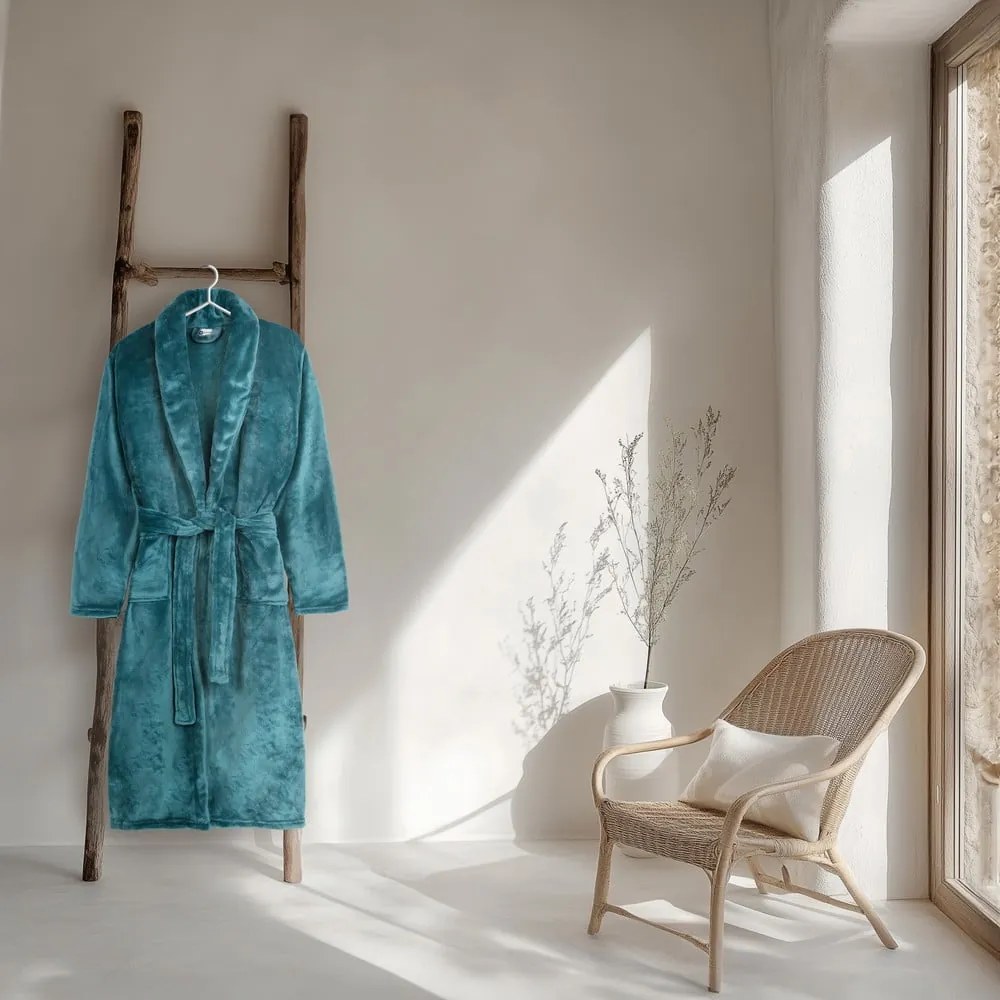 Accappatoio blu in micropile XL/XXL Polyvelvet – Good Morning