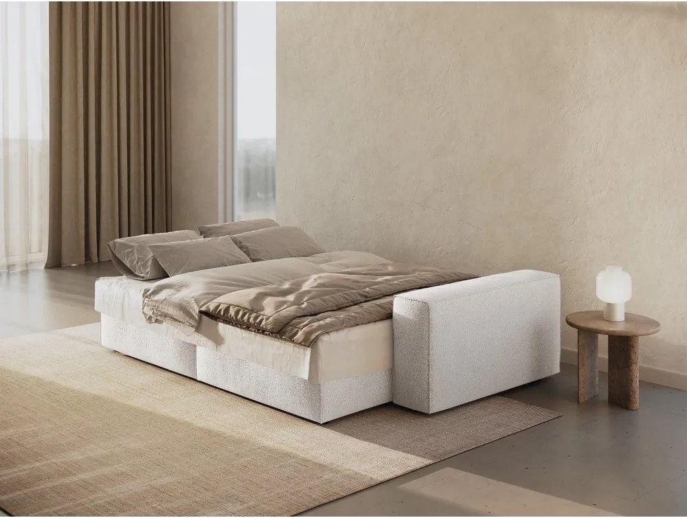 Divano letto bianco in tessuto bouclé 247 cm Jodie - Micadoni Home
