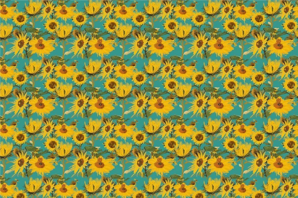 Carta da parati – Girasoli su sfondo blu