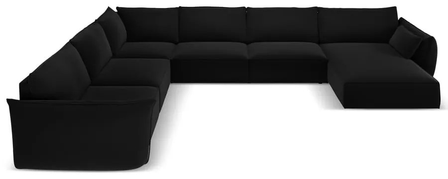 Divano angolare nero (con penisola a sinistra/a U) con rivestimento in velluto Vanda – Mazzini Sofas