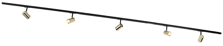 Sistema di illuminazione a binario Smart nero con oro 1 fase 5 luci incl. Wifi GU10 - Iconic Jeana