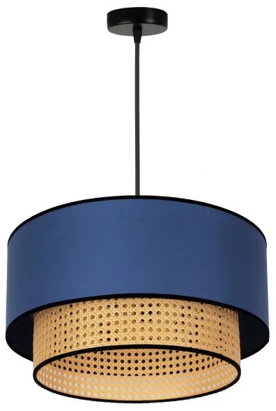 Duolla - Lampadario a sospensione con filo BOHO 1xE27/15W/230V diametro 45 cm blu/rattan