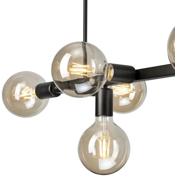 Lampadario a sospensione con supporto rigido ASTRID 8xE27/60W/230V nero