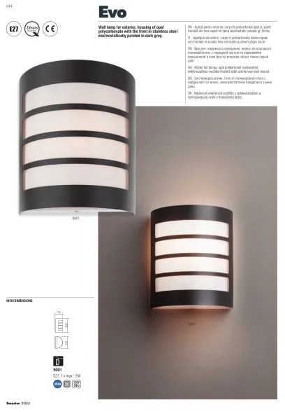 Redo 9001 - Applique da esterno EVO 1xE27/11W/230V IP44