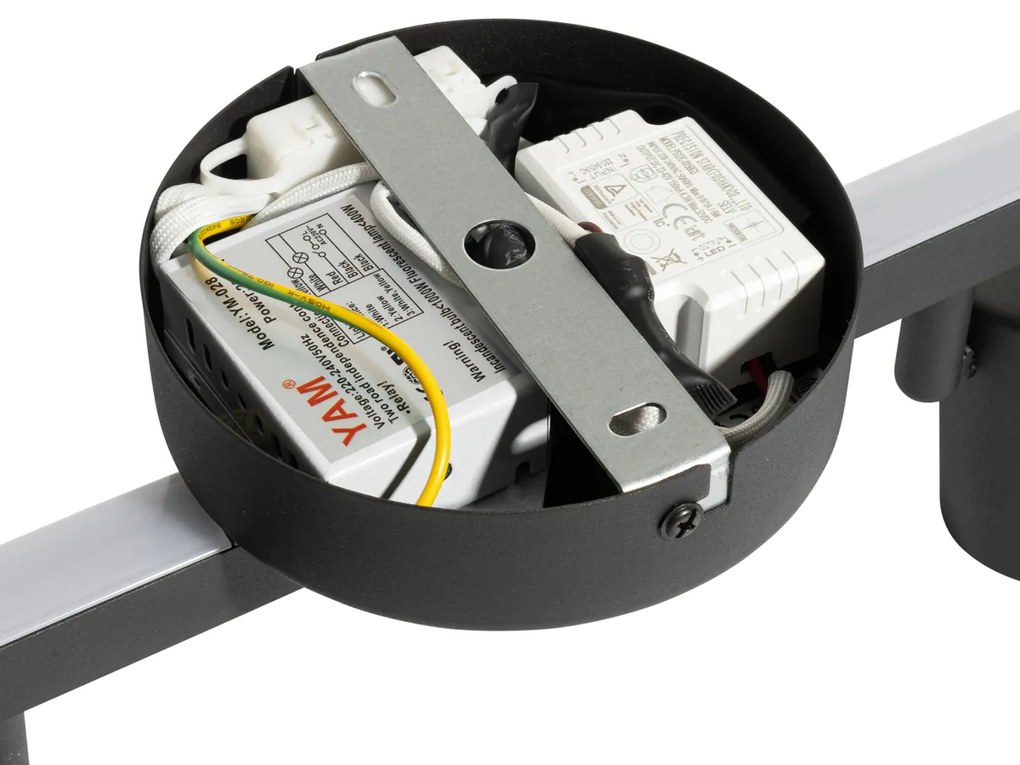 Faretto da soffitto nero GU10 50mm 2-luci con retroilluminazione e interruttore a 3 vie - Back Up