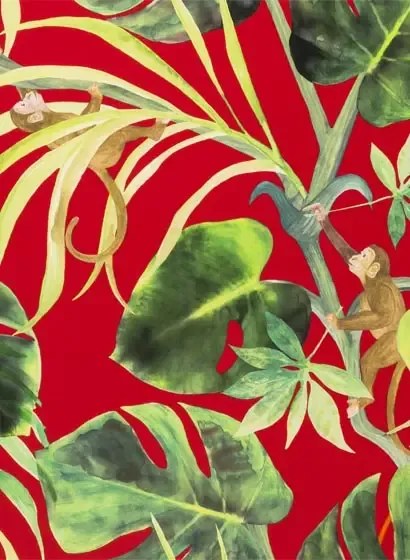 Clarke & Clarke Carta da parati Monkey Business - Rouge