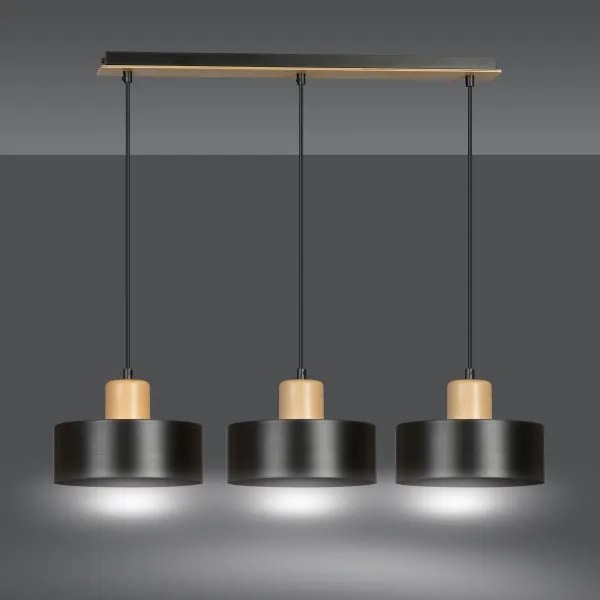 Lampadario a sospensione con filo TORIN 3xE27/15W/230V nero