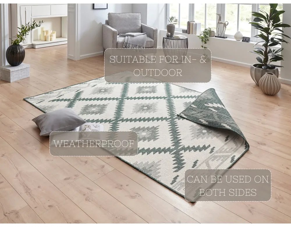 Tappeto da esterno verde e crema , 230 x 160 cm Malibu - NORTHRUGS