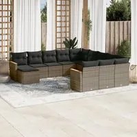 Set Divani da Giardino 12 pz con Cuscini Grigio in Polyrattancod mxl 88785