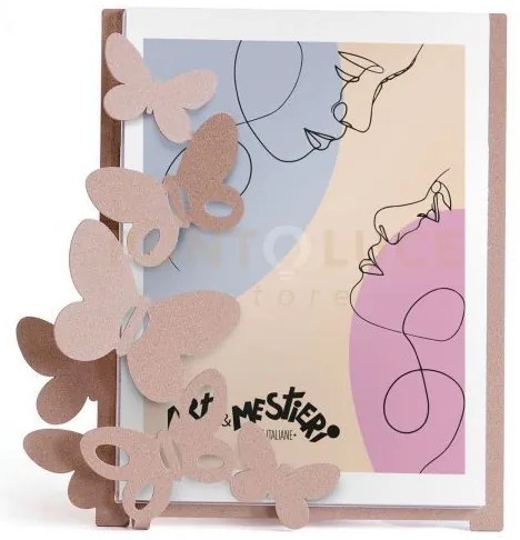 Porta foto butterly piccolo beige in ferro 16x20cmh(13x18formatofoto)