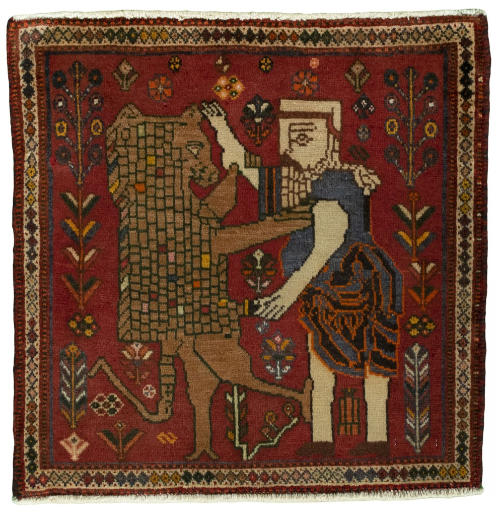 Shiraz Tappeto persiano 70x70 Rosso (Iran) Annodato A Mano