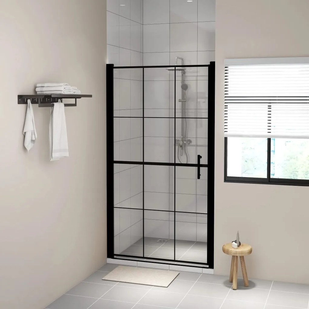 Porta Per Doccia İn Vetro Temperato 100x178 Cm Nera /