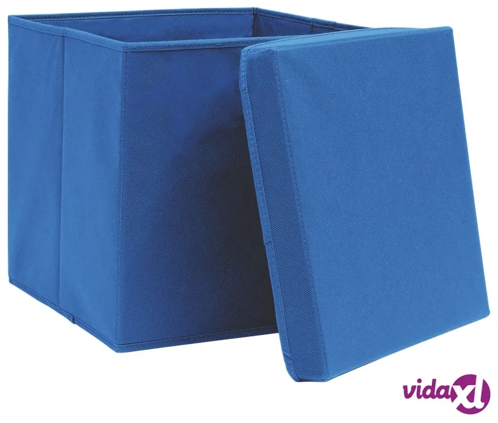 vidaXL Contenitori con Coperchi 4 pz 28x28x28 cm Blu