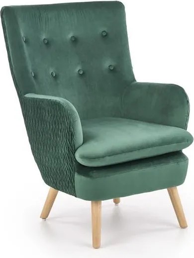 Poltrona imbottita Ravel in velluto verde - H100 cm