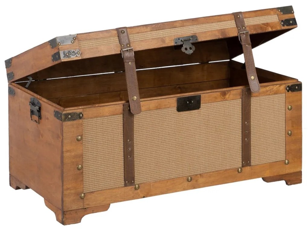 Set di Bauli 90 x 47 x 45 cm Tessuto Sintetico Legno (3 Pezzi)