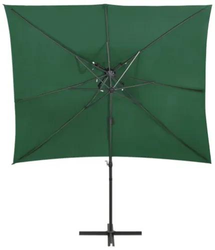Ombrellone a Sbalzo con Doppia Copertura 250x250 cm Verde