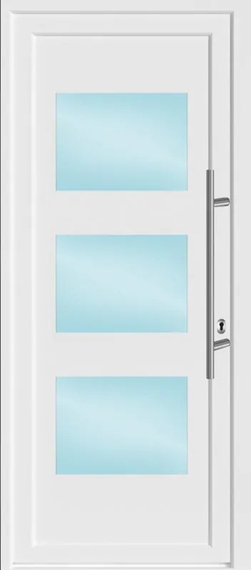 Portoncino d'ingresso 10034 L 90 x H 210 cm in PVC bianco, apertura spingere a sinistra con vetro