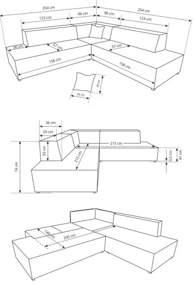 Divano letto angolare con contenitore a L TERAMO, lato destro, beige